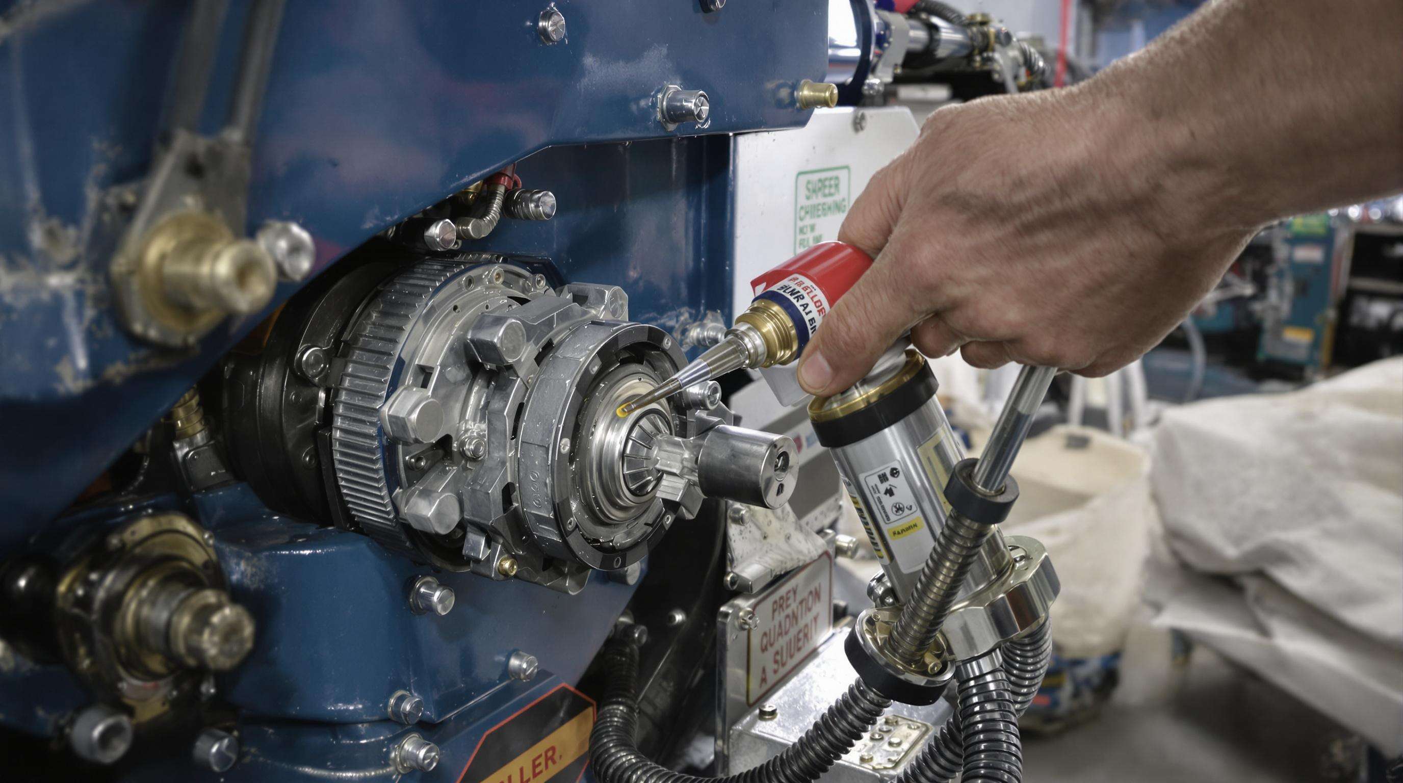 Applying grease to chipper shredder bearings with a grease gun