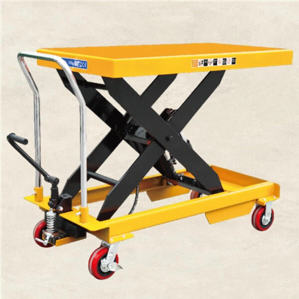 Transport goods with ease using a mobile lift cart equipped with rollers