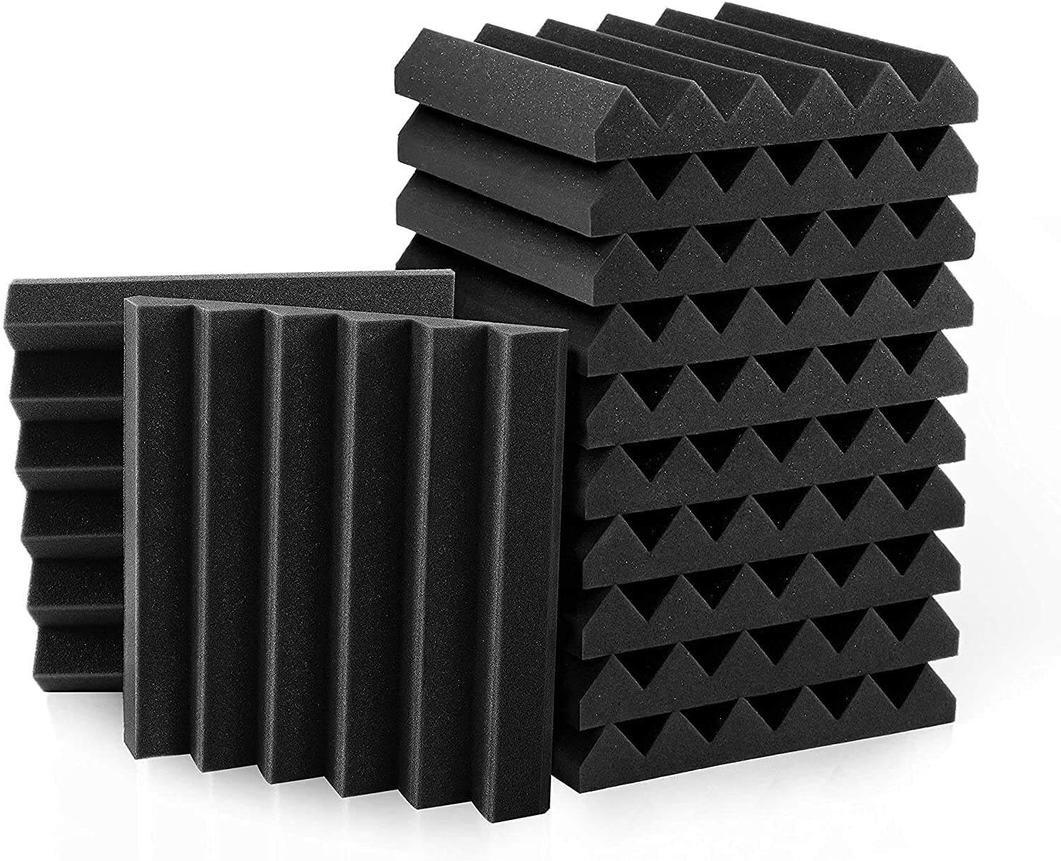 High Quality 12-Pack Black 5cm Fireproof Wedge Foam Acoustic Panels Soundproof for Home Theater Studio Office-Modern Design details