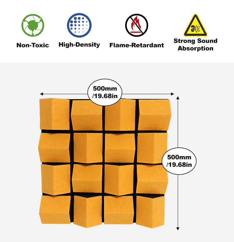 High Quality PET Polyester Colorful Fiber Soundproof Wall Panels Good Price PET Acoustic Diffuser for Decorative manufacture