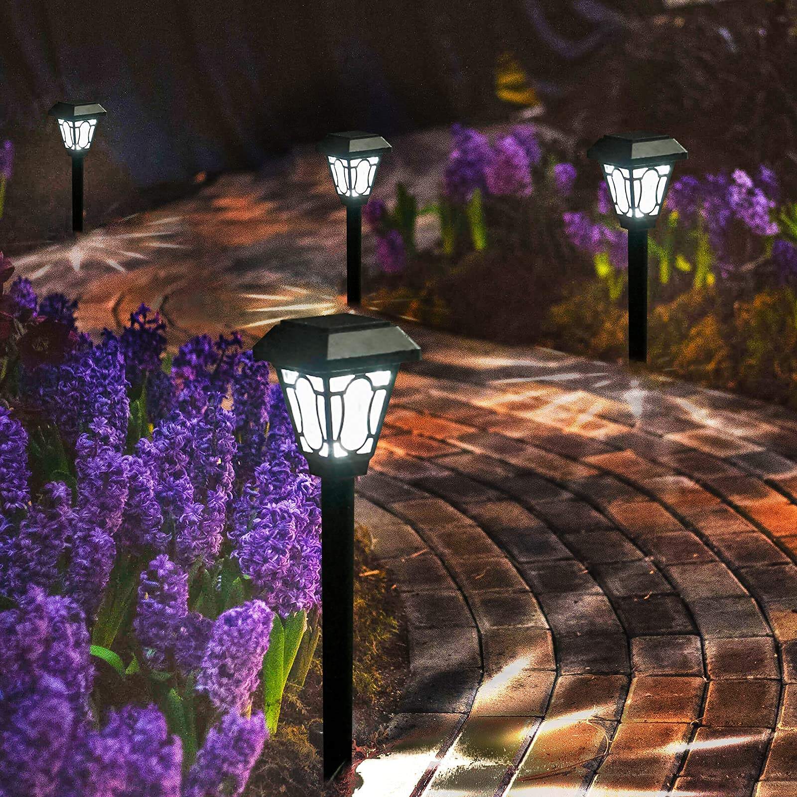 Outdoor Driveway Landscape Led lighting Waterproof Black Stake Solar Garden Lights For Pathway manufacture