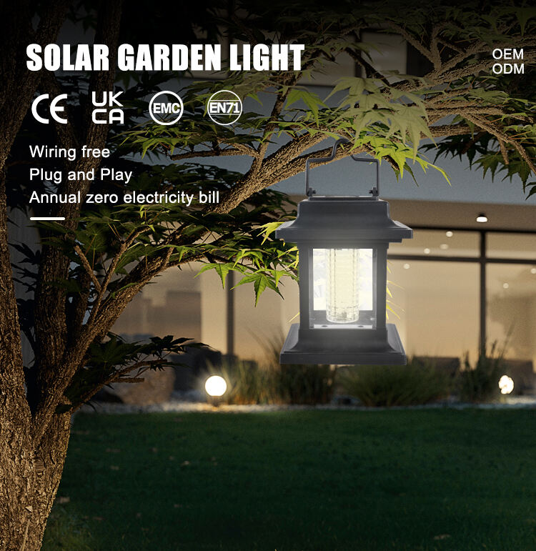 Led Retro Camping Lantern Light Stick Lamp Path Tree Lawn Hanging Outdoor Garden Solar Energy Powered Lights details