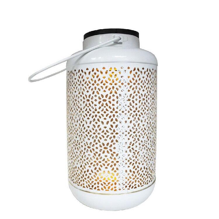 Decoration golden hanging iron metal with led  outdoor solar  lantern light manufacture