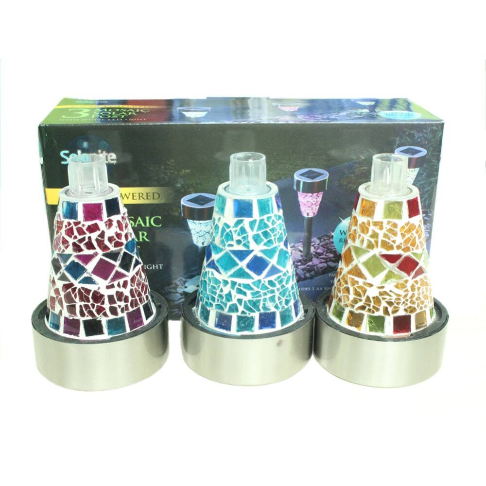 Top sale high quality mosaic crystal glass beautiful solar outdoor led garden light manufacture