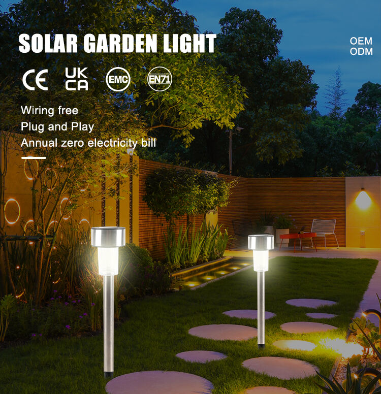 Factory Price Stainless Steel Outdoor Led Waterproof Landscape Pillar Lamp Lighting Pathway Lawn Decorate Solar Garden Lights factory