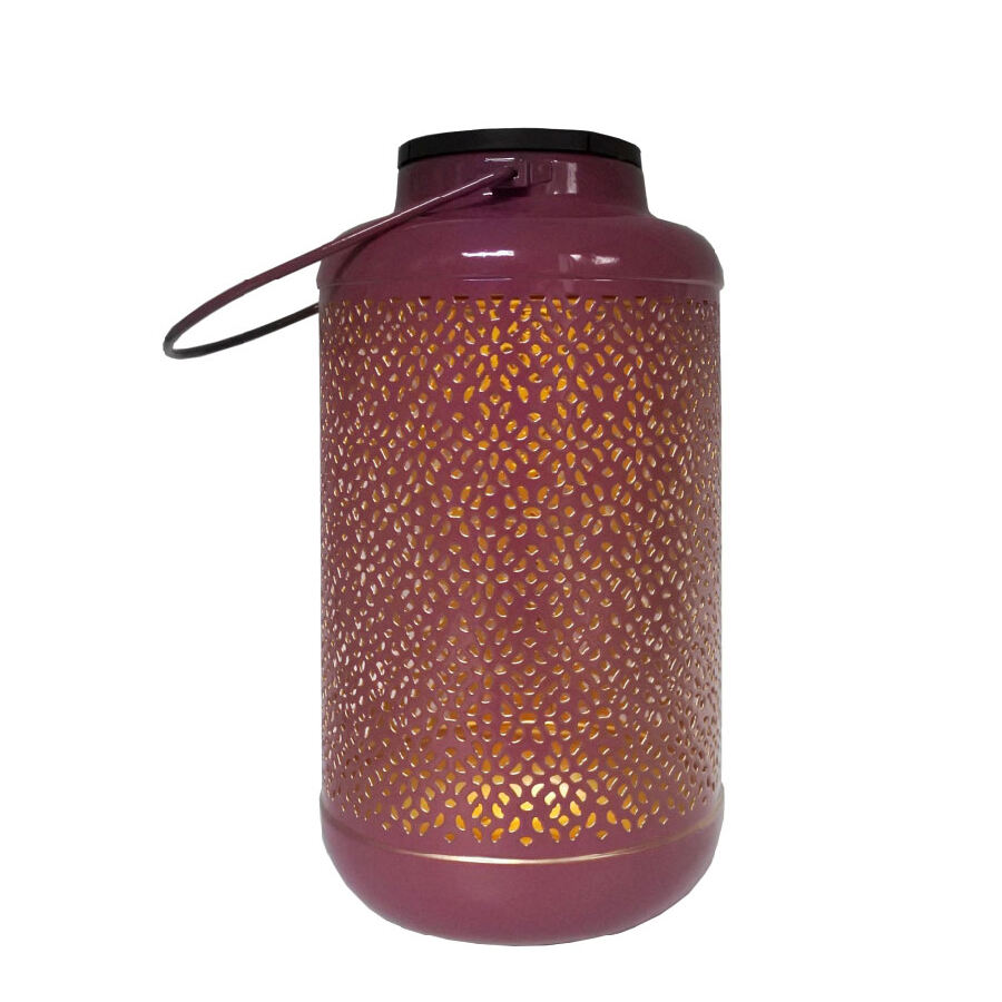 Decoration golden hanging iron metal with led  outdoor solar  lantern light supplier