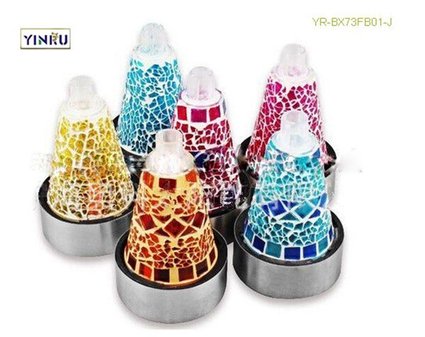 Top sale high quality mosaic crystal glass beautiful solar outdoor led garden light factory