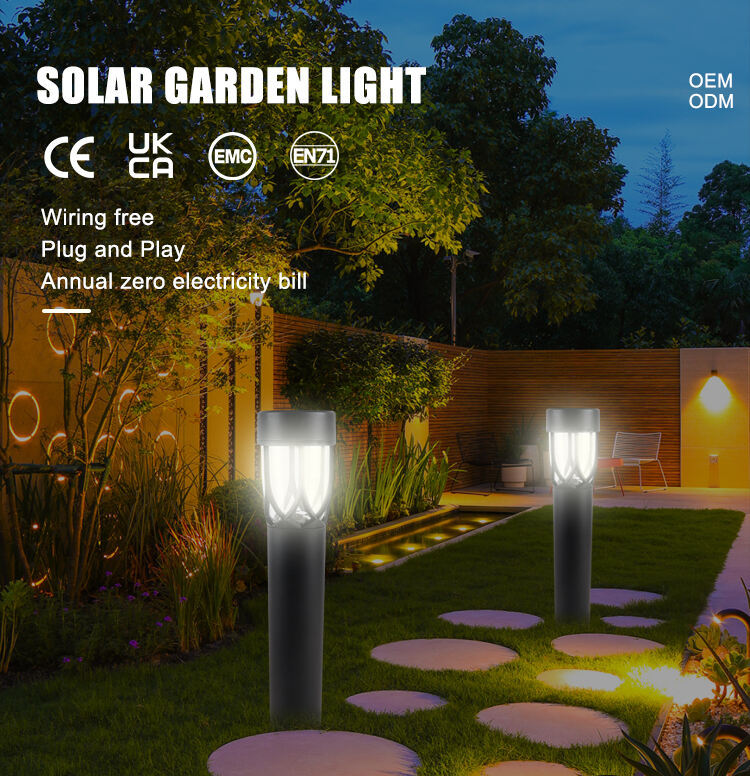 New Design Outdoor Warm White Lights Led Pillar Lamp Solar Power Light For Front Door Yard Garage Garden factory