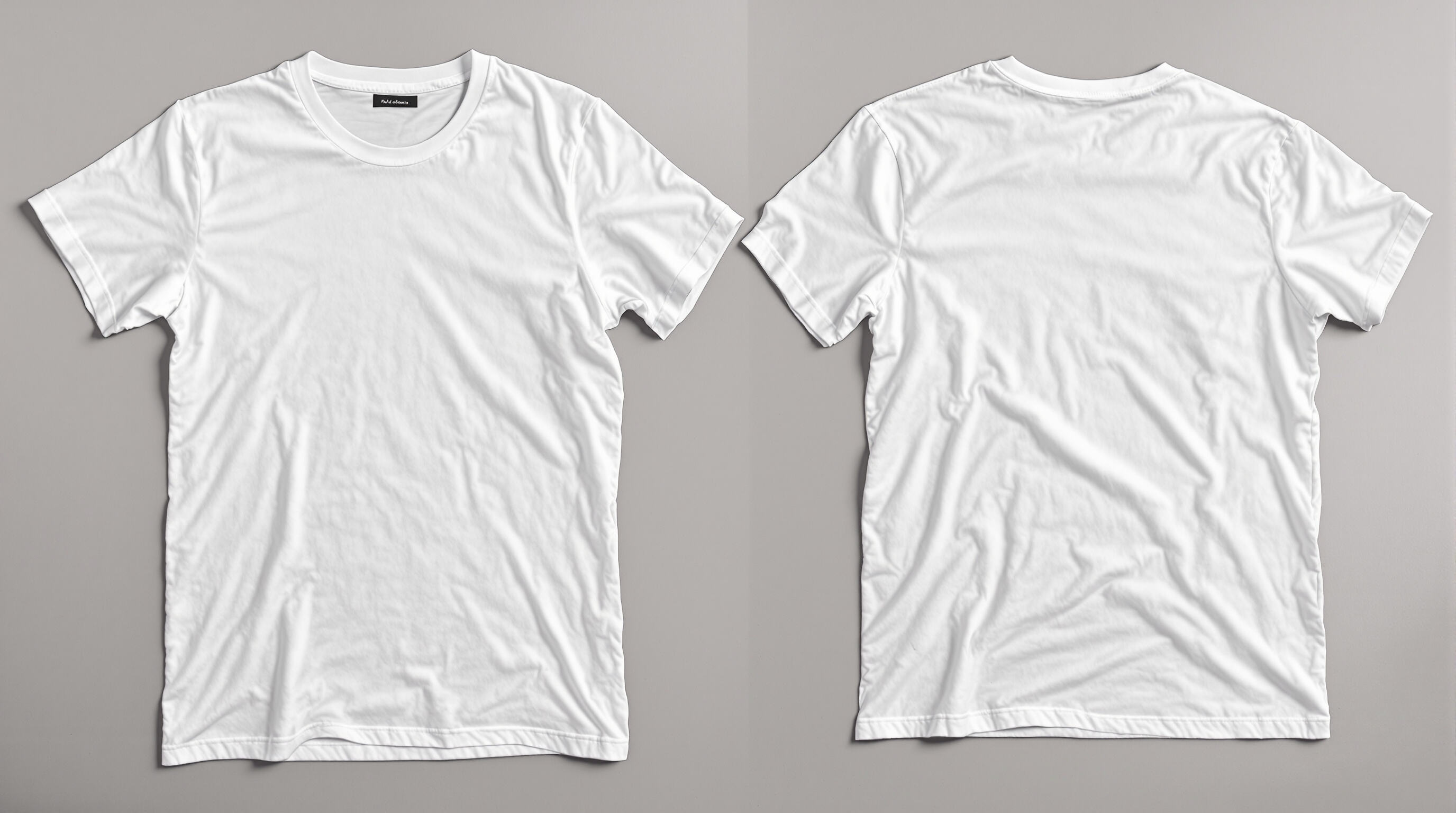 Two white cotton T-shirts side by side—one showing shrinkage and fading, the other in pristine condition