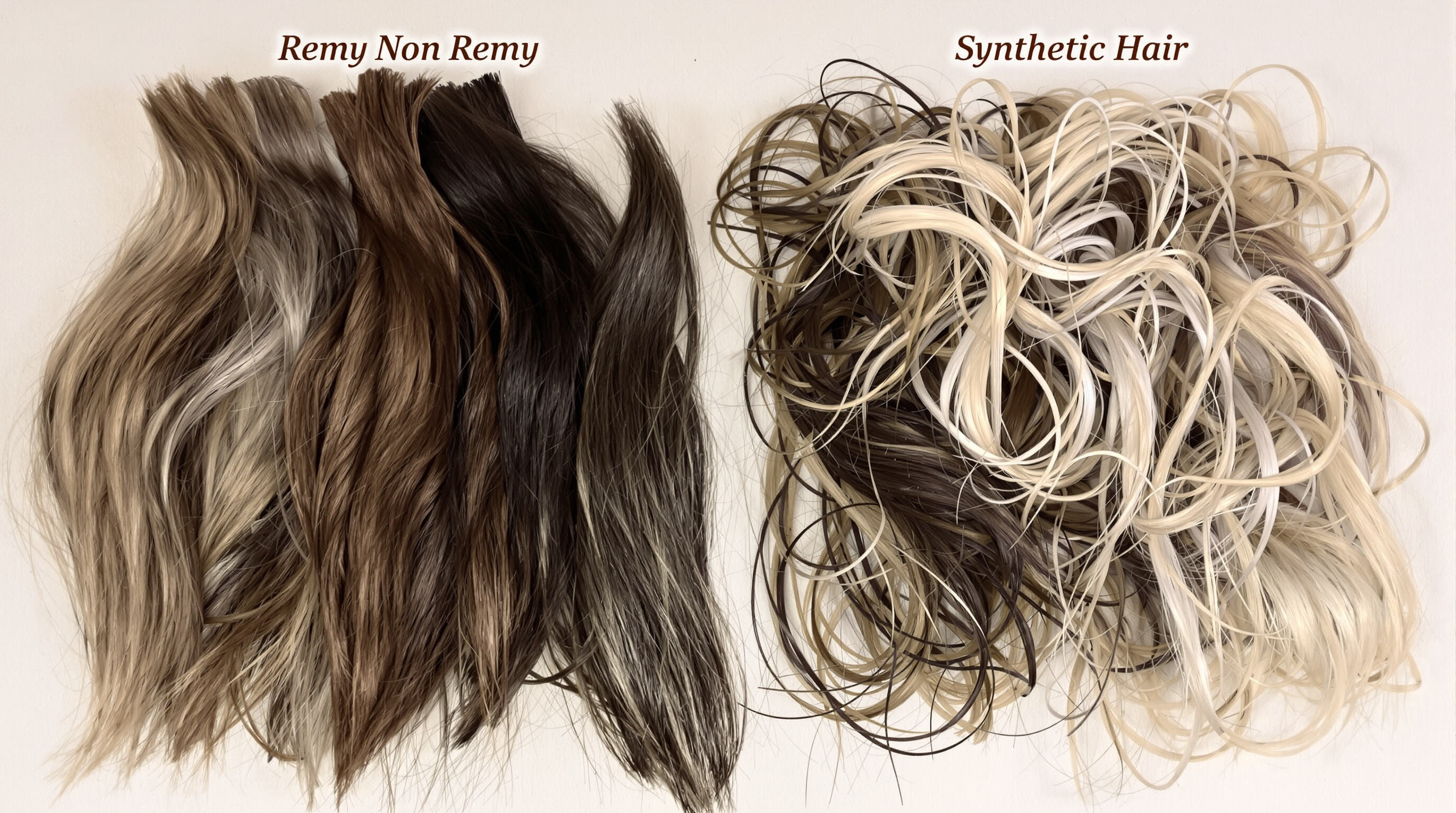 Side-by-side comparison of Remy hair extensions versus worn and tangled alternatives