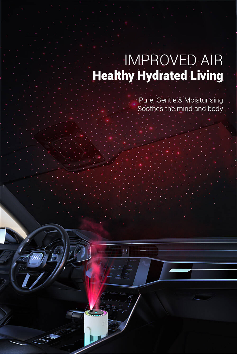 New Portable USB Home Car Ultrasonic Mist Maker Humidifier With 7 Colors Projection LED Romantic Starry Sky Lamp Humidifier manufacture
