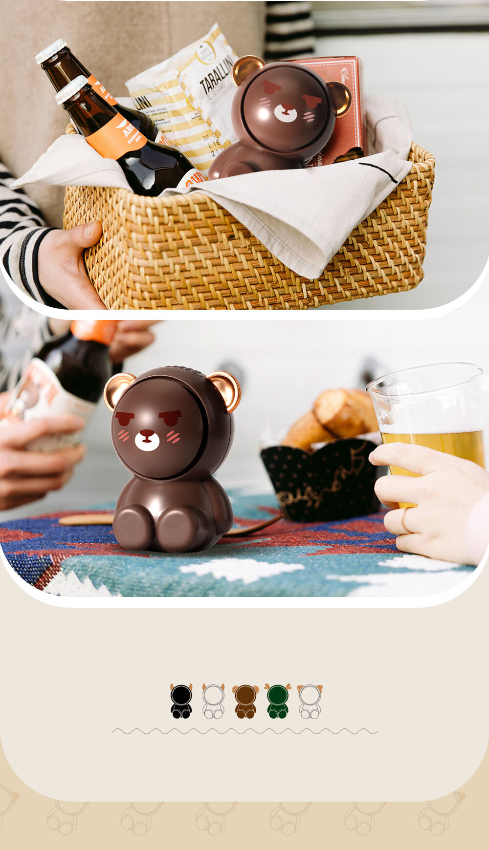 500mAh Mini Cute Beer Electric Fan Cooling Bladeless Mini Portable Rechargeable Eyelashes Fan Outdoor Hanging Neck Fan details