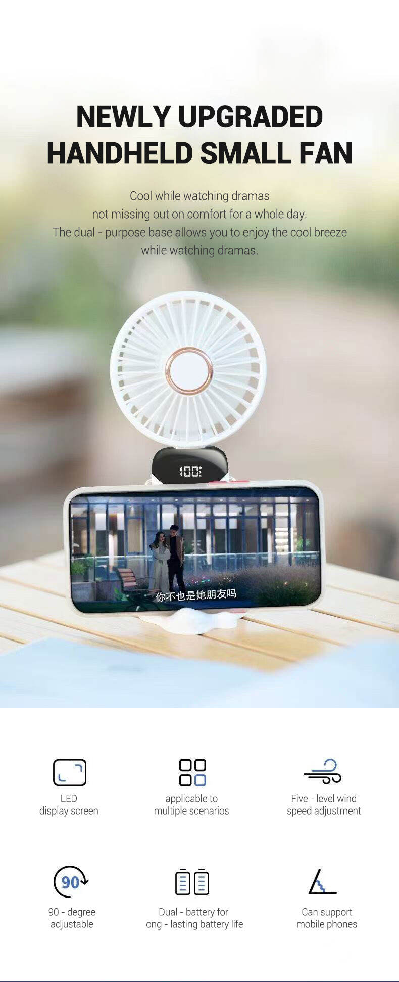 Portable USB Rechargeable Mini Fan Foldable Hanging Neck Cooling Band Five-Speed Wind Wearable Pocket Fan for Household Use details
