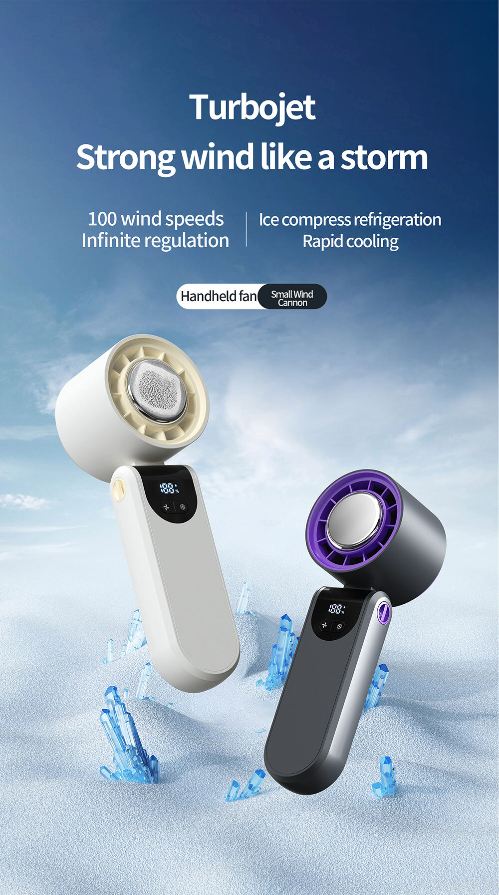 OEM Mini Portable Personal Cooling Fan Foldable Rechargeable 100 Speed Air Cooling Handheld Fan with Refrigeration Wearable Fan supplier