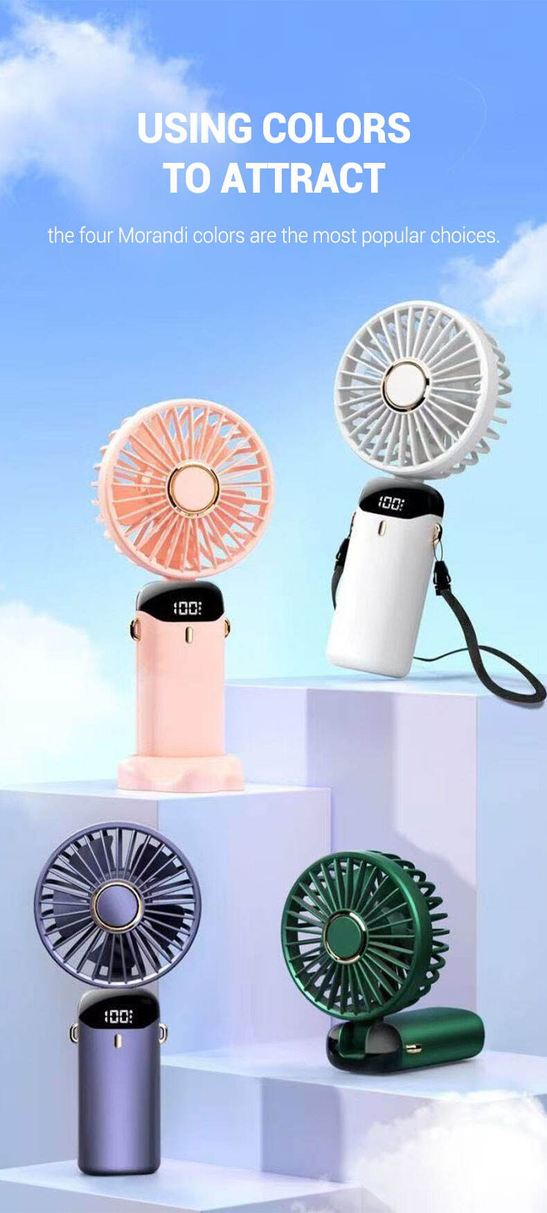 Portable USB Rechargeable Mini Fan Foldable Hanging Neck Cooling Band Five-Speed Wind Wearable Pocket Fan for Household Use manufacture