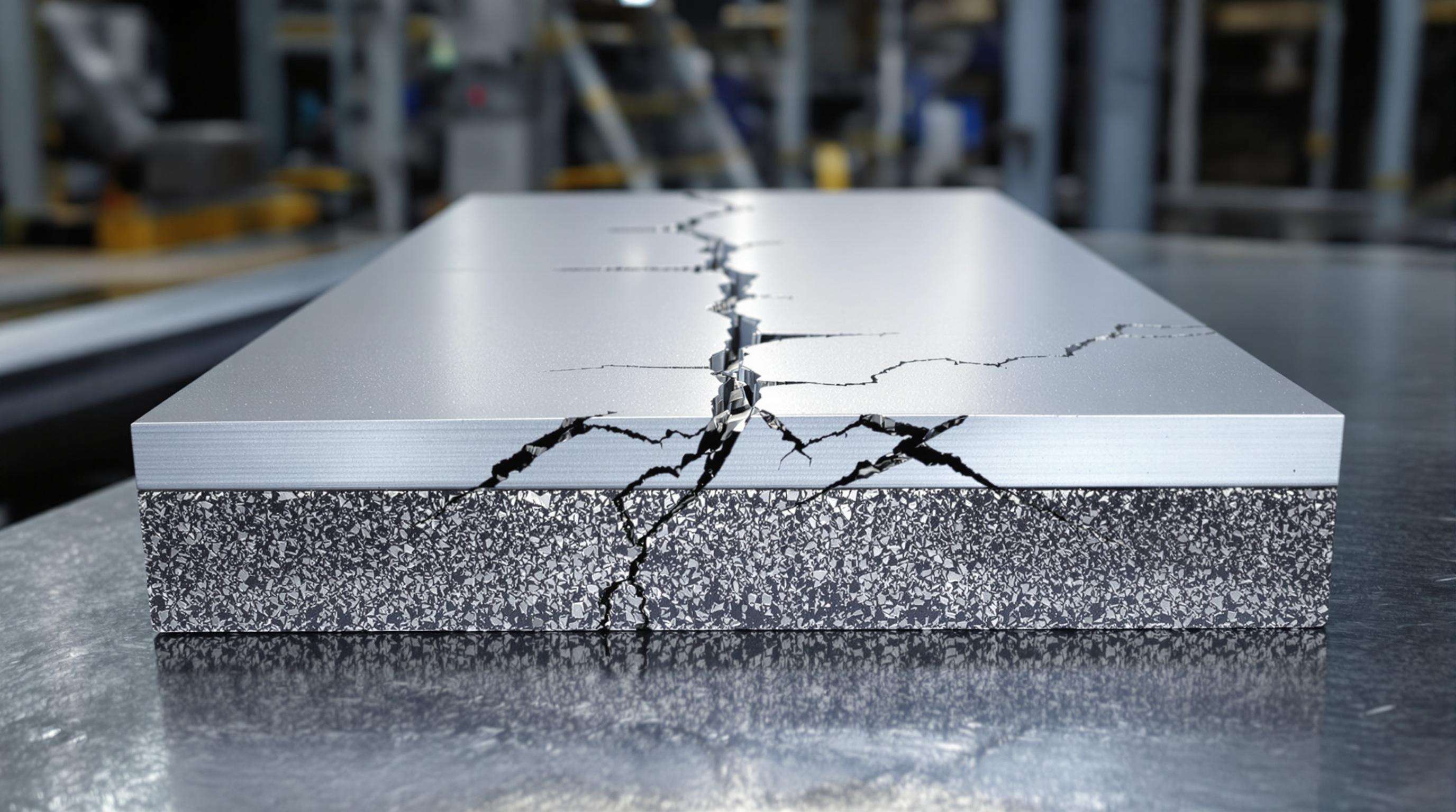Cross-section of a bimetallic CCO wear plate showing hard carbide layer atop a steel base