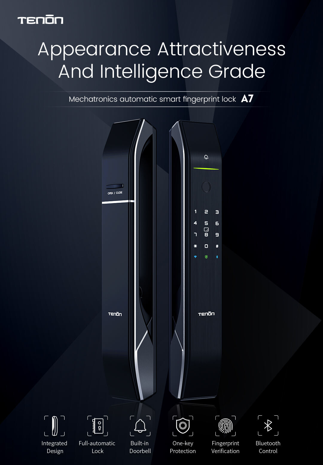Tuya Biometric Smart Door Lock Bluetooth/WiFi Enabled Automatic Fingerprint Unlock with Key and Card Access for Home Use manufacture