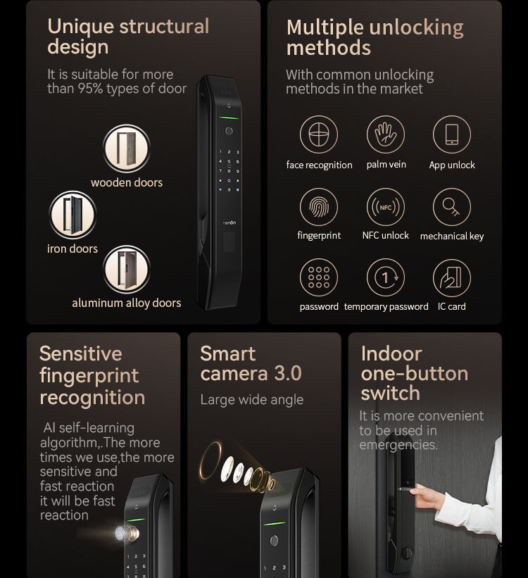 Home Security System Fully Automatic Tuya Intelligent Smart Lock Keyless Digital Fingerprint Palm Vein Smart Exterior Door Lock details