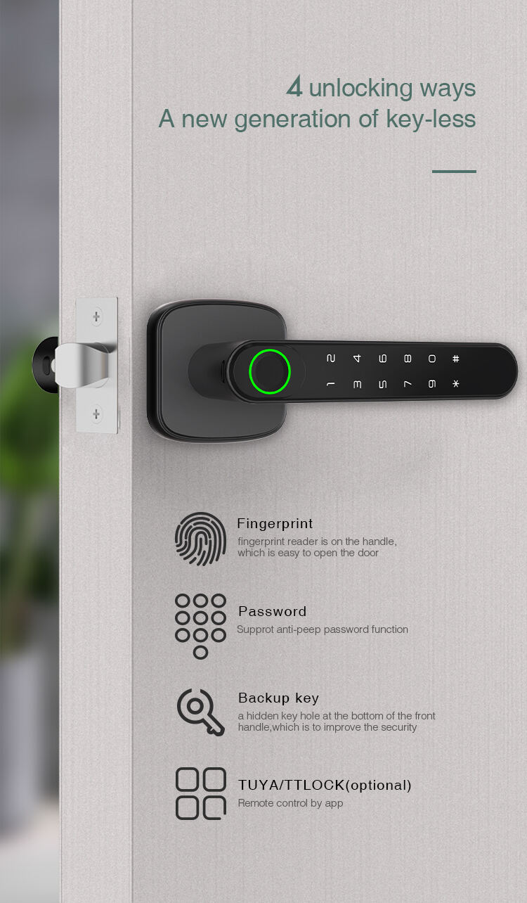 High Security Anti Theft Smart Keyless Thumbprint Biometric Lock Intelligent Electronic Deadbolt Lock Door Lever Handle Lock K1 details