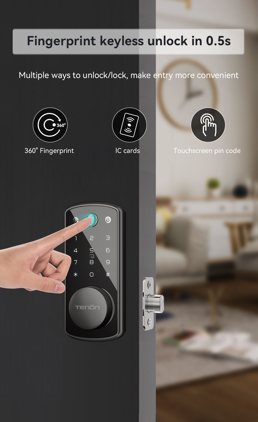 TENON K7 Biometric Fingerprint Key/Card Access Smart Door Lock Automatic Electronic Mini Digital Password Cloud Storage Hotels supplier