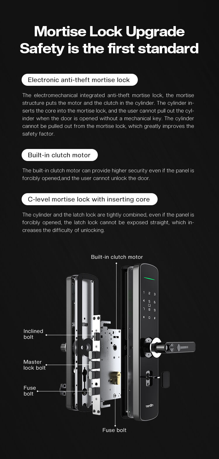 Smart Home Electronic Keyless Entry System New Design Bluetooth Tuya App Fingerprint Door Lock Aluminum Door Handle New Design manufacture