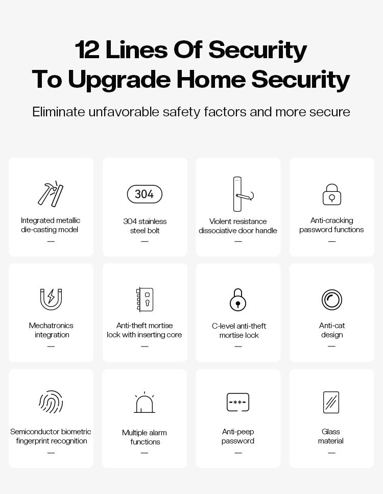 Smart Home Electronic Keyless Entry System New Design Bluetooth Tuya App Fingerprint Door Lock Aluminum Door Handle New Design manufacture