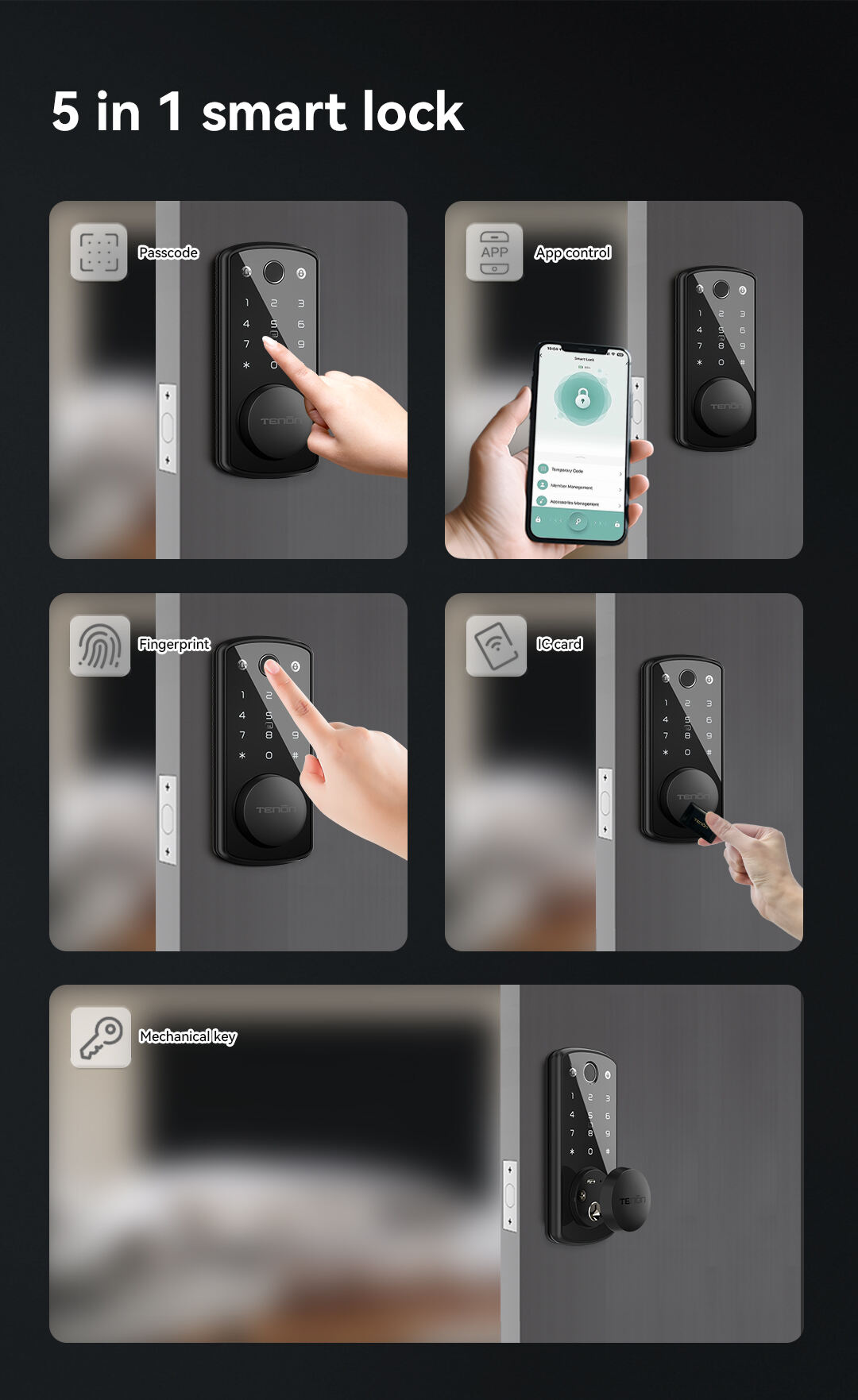TENON K7 Biometric Fingerprint Key/Card Access Smart Door Lock Automatic Electronic Mini Digital Password Cloud Storage Hotels manufacture