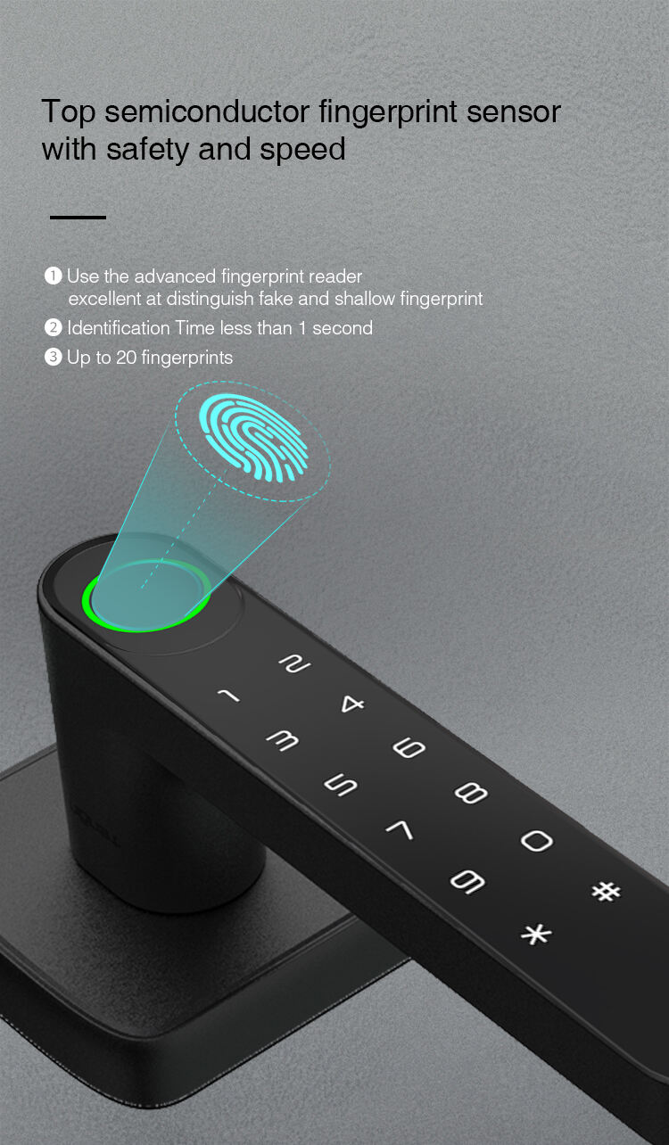 High Security Anti Theft Smart Keyless Thumbprint Biometric Lock Intelligent Electronic Deadbolt Lock Door Lever Handle Lock K1 manufacture