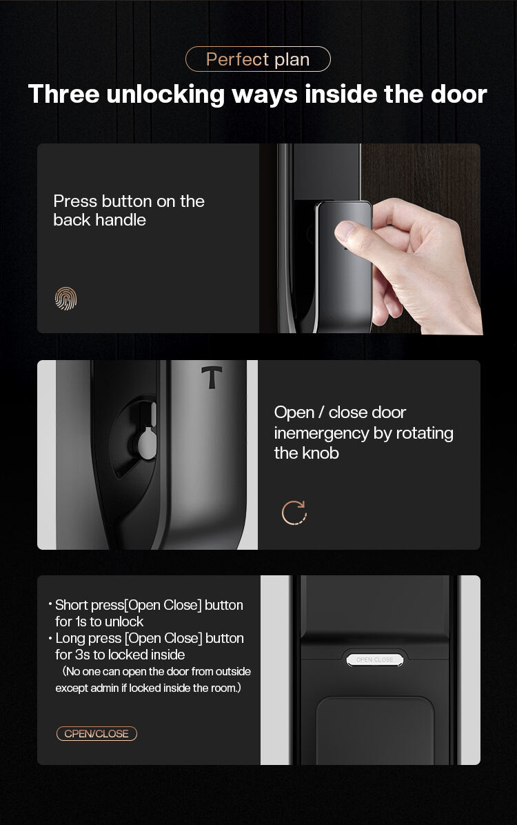 TENON A2 Smart Fingerprint Door Lock Push-Pull Feature WIFI RFID Network Aluminum Material Wood Compatible Smartphone Card Key details