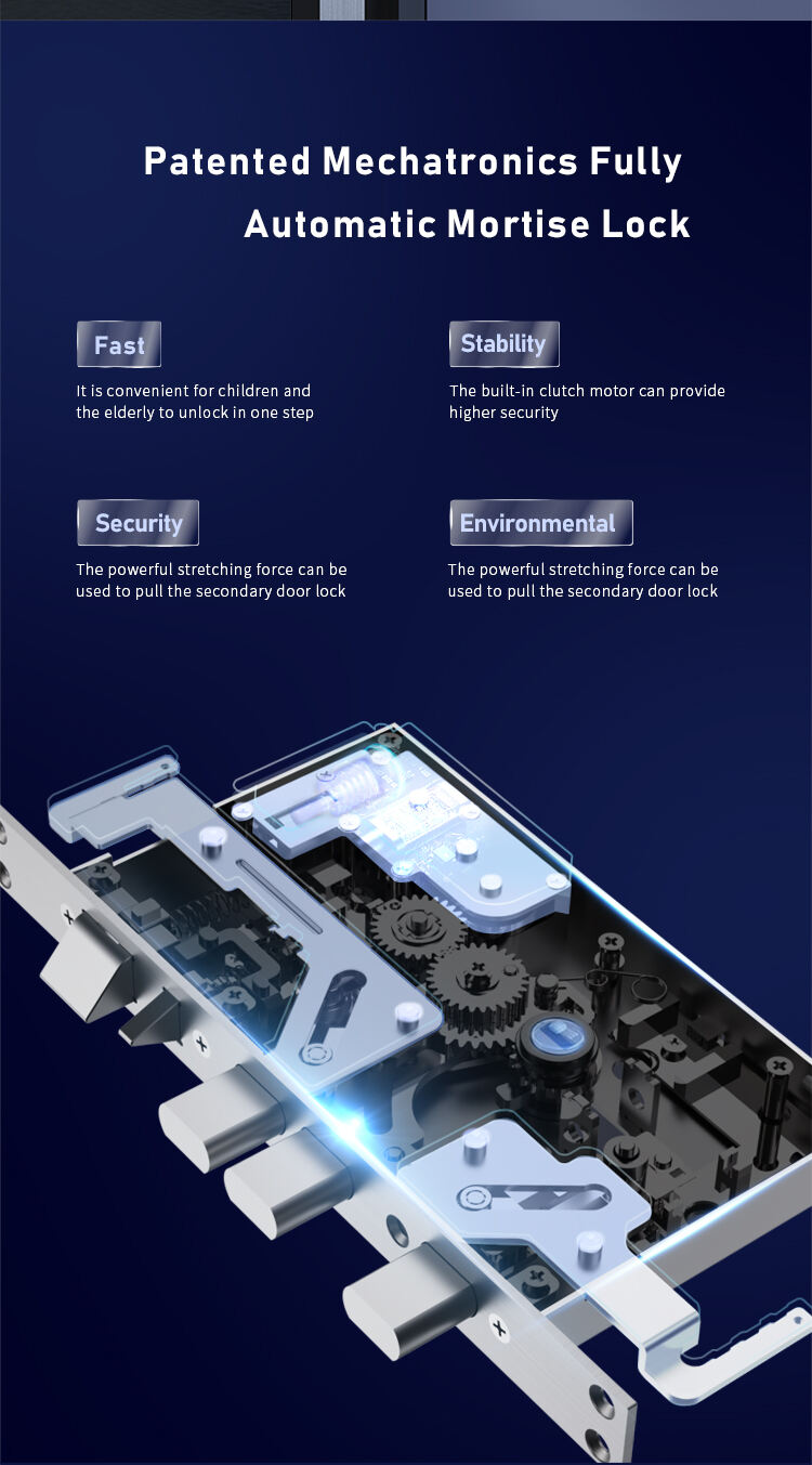 Tuya Smart Electronic Door Lock with RFID Card Biometric Fingerprint Push Pull & WiFi Connectivity Key Built-in Camera factory