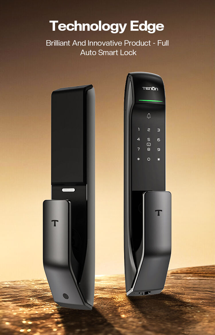 TENON A2 Smart Fingerprint Door Lock Push-Pull Feature WIFI RFID Network Aluminum Material Wood Compatible Smartphone Card Key details