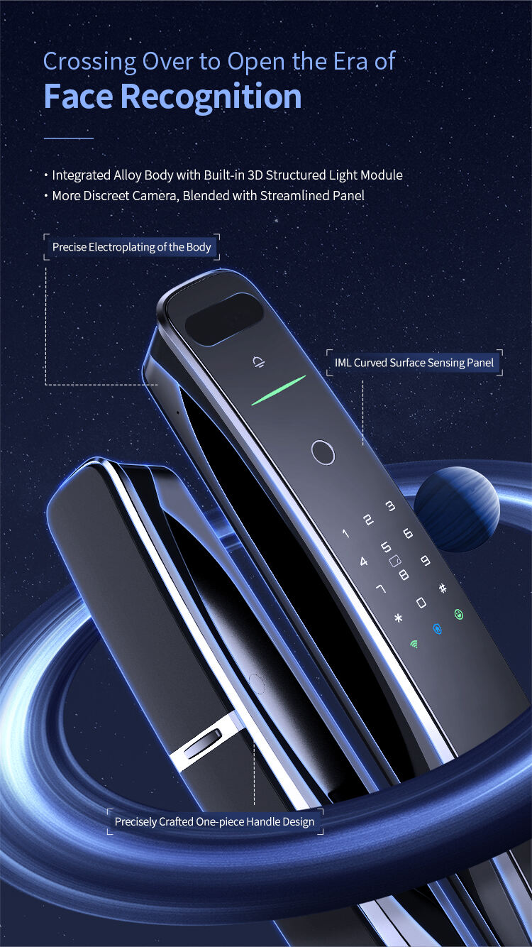 Home Keyless Entry Lock Bluetooth Tuya App Electronic Password Automatic Fingerprint Biometric Smart Lock With Face Recognition factory
