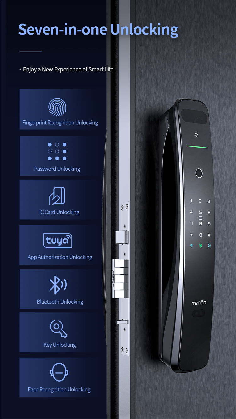 Home Keyless Entry Lock Bluetooth Tuya App Electronic Password Automatic Fingerprint Biometric Smart Lock With Face Recognition supplier