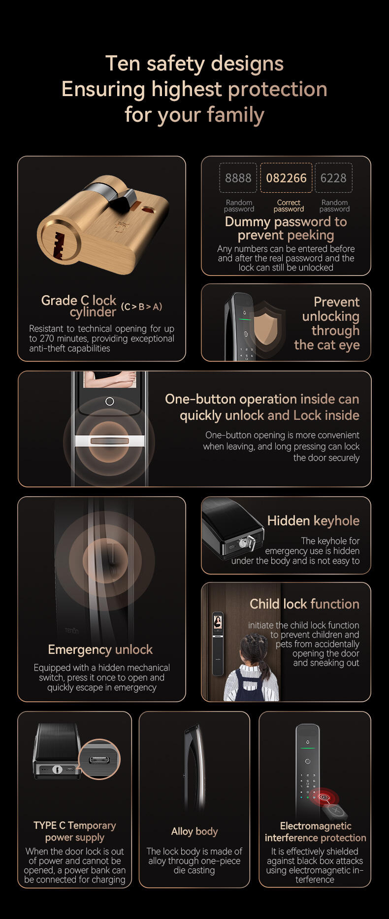 3D Face Recognition Palm Vein Fingerprint Digital Intellig Smart Lock Tuya APP Remote Control Password Electronic Door Lock factory