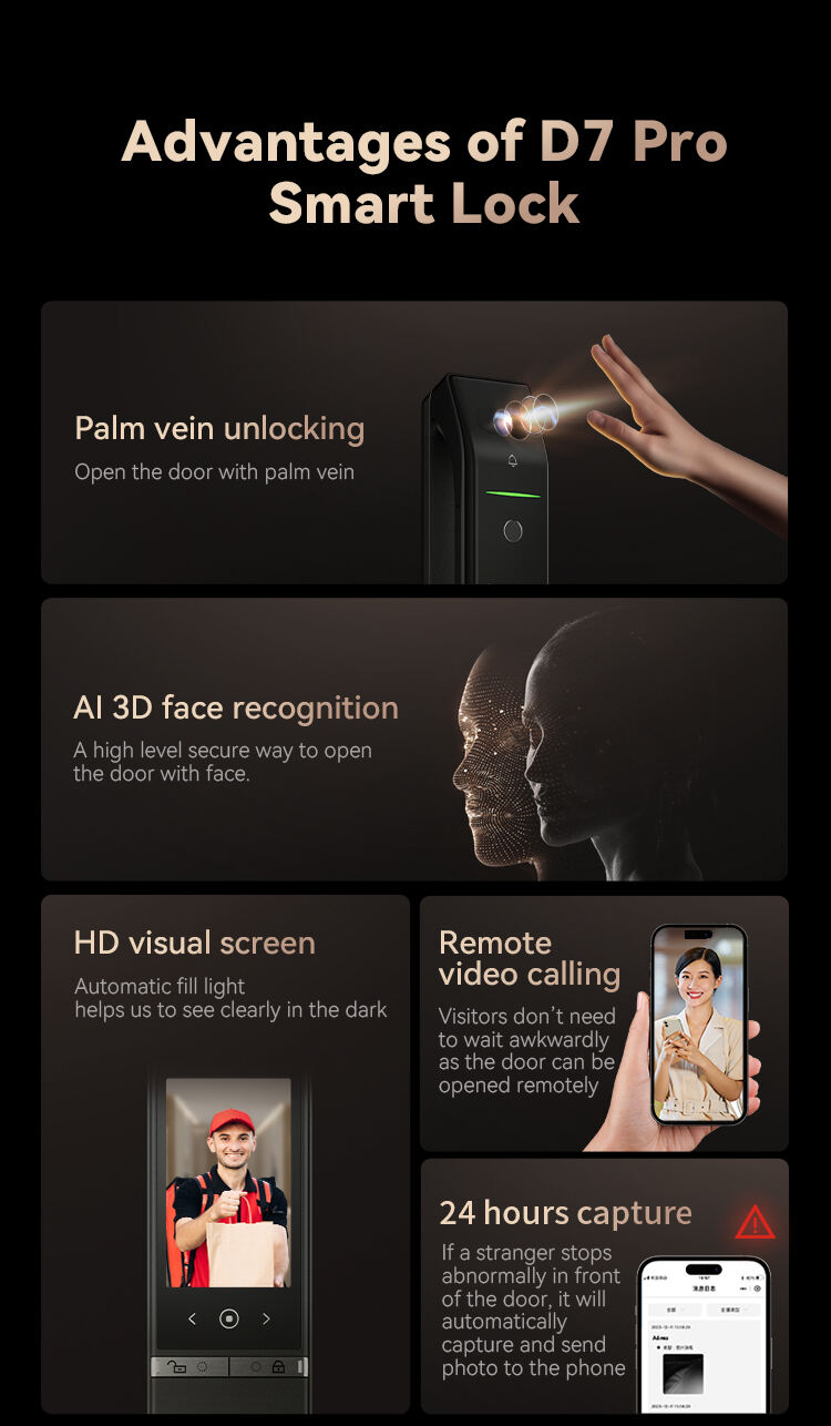 Home Security System Fully Automatic Tuya Intelligent Smart Lock Keyless Digital Fingerprint Palm Vein Smart Exterior Door Lock manufacture