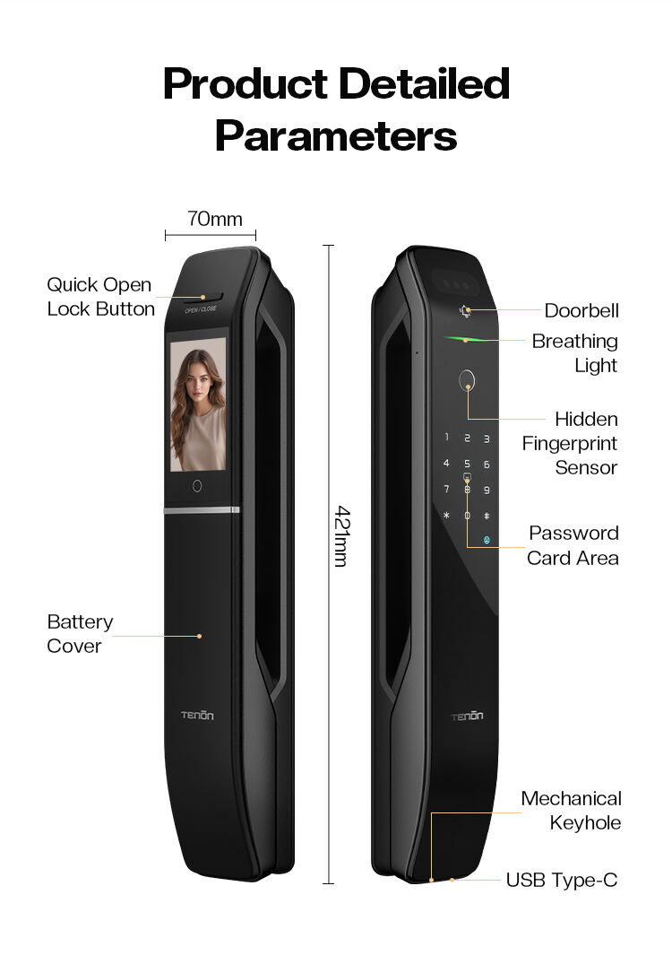 Automatic Digital Smart Biometric Door Lock High Security WiFi Keyless Password Memory Card Storage for Smart Home Security details
