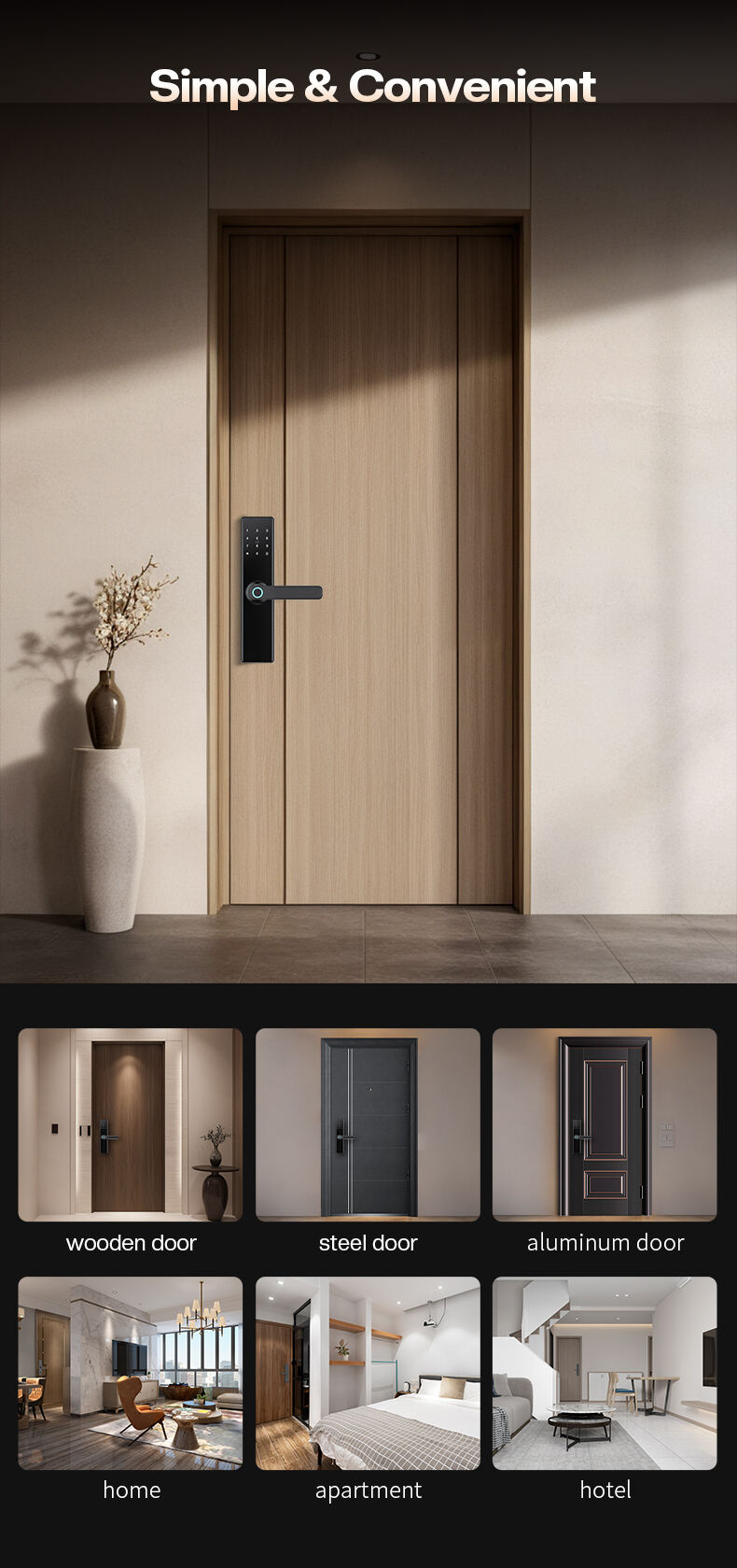 Indoor Smart Tuya Bluetooth Electronic Lever Door Lock Keyless Biometric Smart Deadbolt Fingerprint Lock Door factory