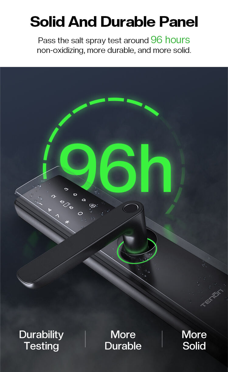 Intelligent Tuya Smart Door Handle Lock with RFID Card Digital Password Keypad Fingerprint Recognition Black Wi-Fi Networked details