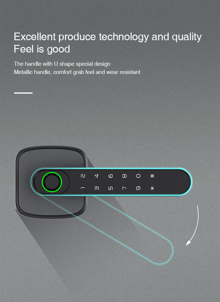 High Security Anti Theft Smart Keyless Thumbprint Biometric Lock Intelligent Electronic Deadbolt Lock Door Lever Handle Lock K1 manufacture
