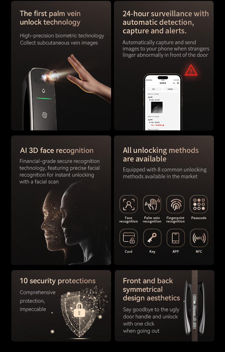 3D Face Recognition Palm Vein Fingerprint Digital Intellig Smart Lock Tuya APP Remote Control Password Electronic Door Lock supplier