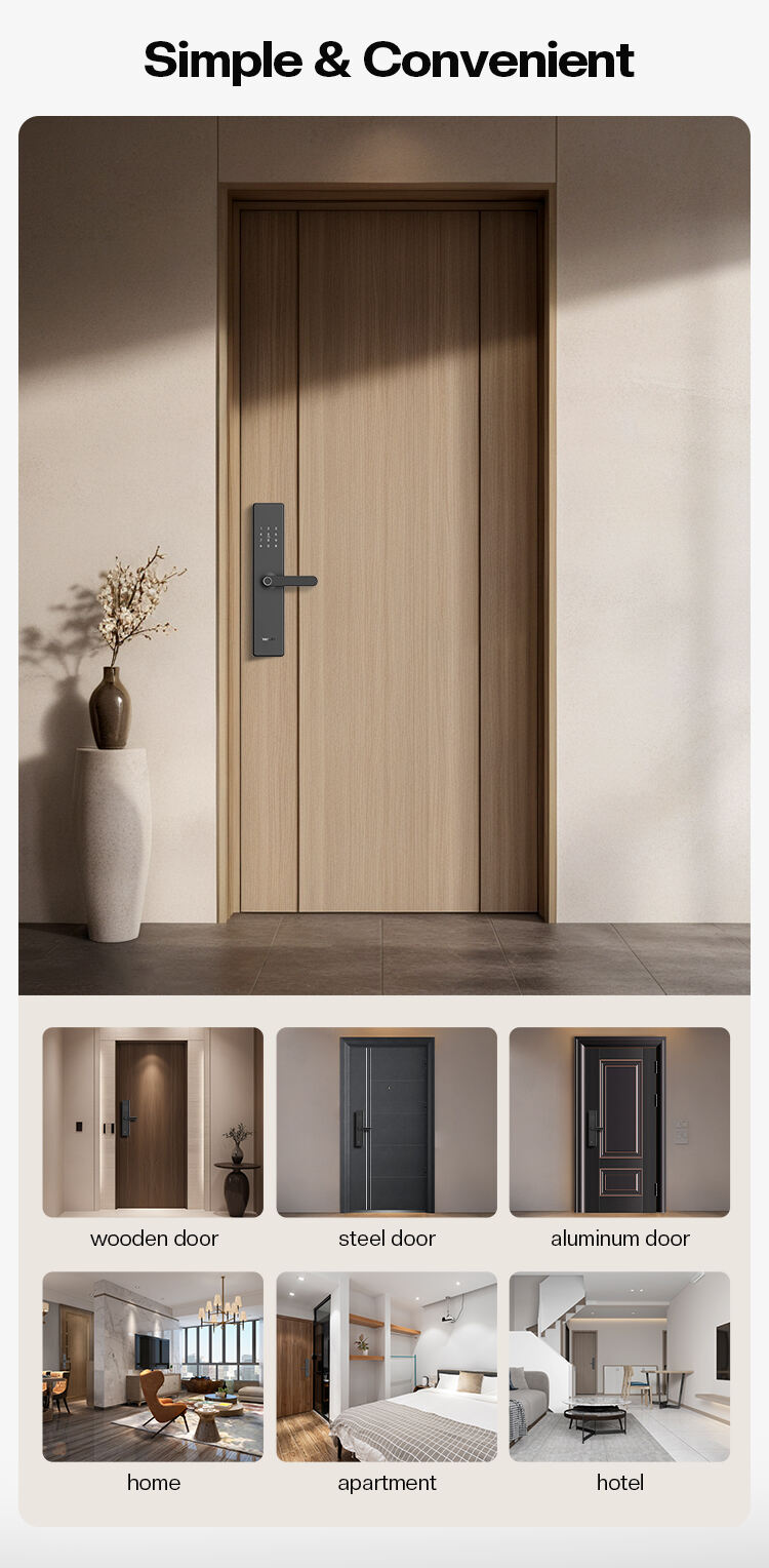 Tenon T10 Smart Security Door Lock Anti-Peep Password IC Card RF Fingerprint Features Compatible WiFi Bluetooth Aluminum supplier