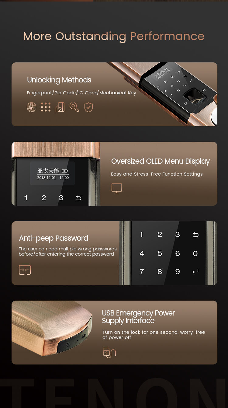Smart Bluetooth Keyless Door Lock Thailand Weatherproof Electronic Lock Home Hotel USB/Battery Power Source OLED App Control factory