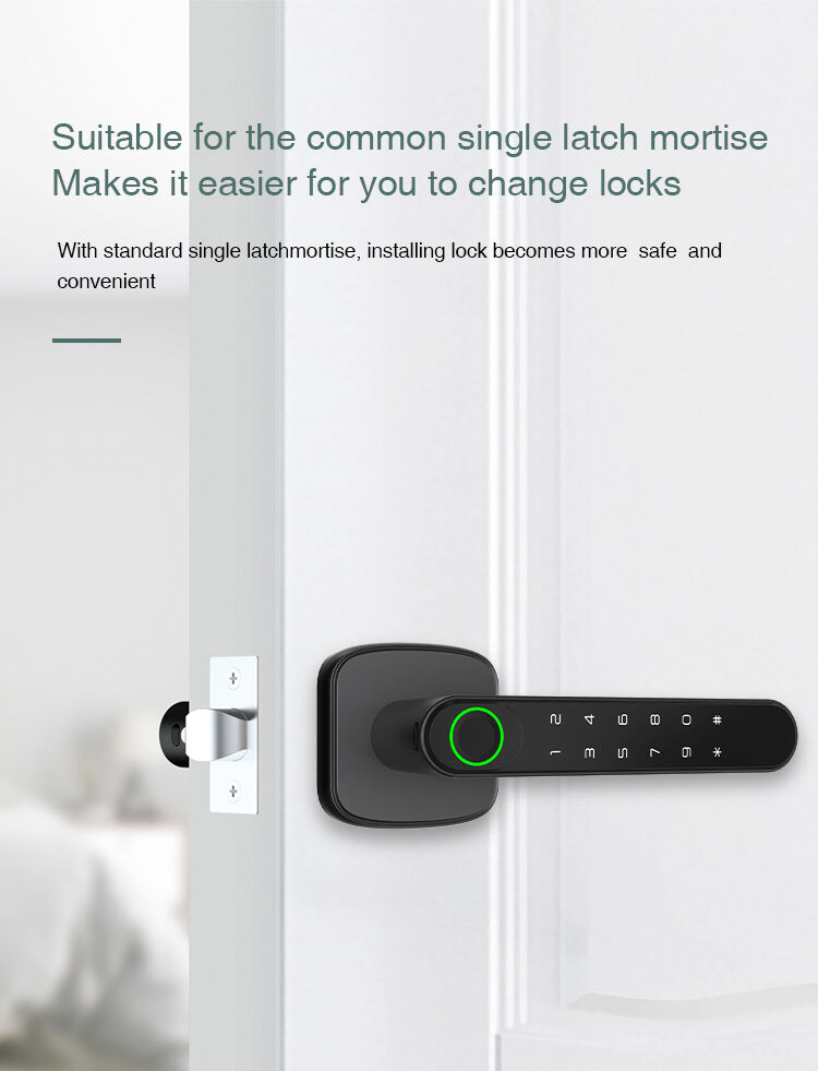 High Security Anti Theft Smart Keyless Thumbprint Biometric Lock Intelligent Electronic Deadbolt Lock Door Lever Handle Lock K1 factory