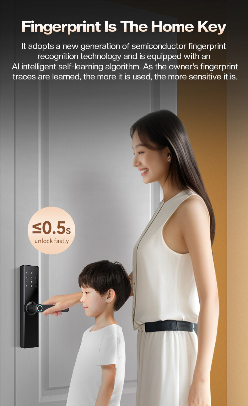 Indoor Smart Tuya Bluetooth Electronic Lever Door Lock Keyless Biometric Smart Deadbolt Fingerprint Lock Door factory
