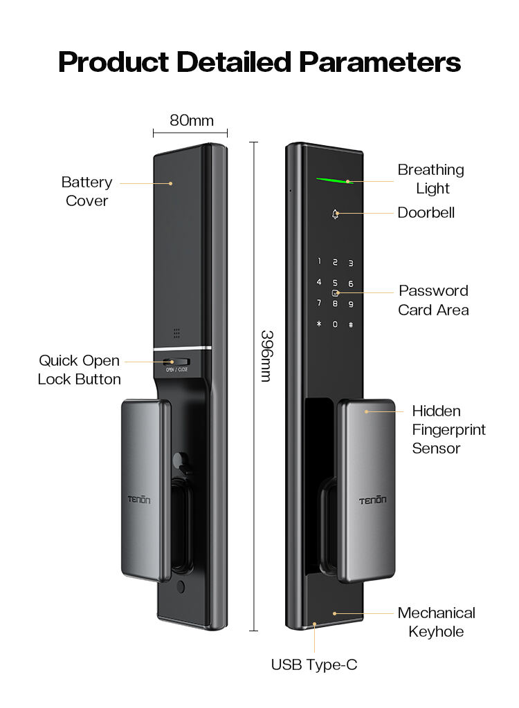 Smart Tuya Key Card Door Lock System Push Pull Feature New Design Waterproof Digital WiFi Semiconductor Fingerprint Sensor App details