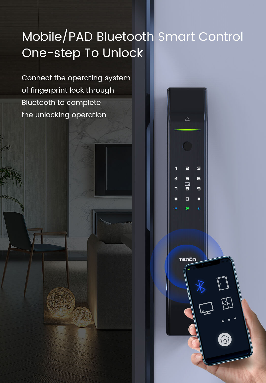Tuya Biometric Smart Door Lock Bluetooth/WiFi Enabled Automatic Fingerprint Unlock with Key and Card Access for Home Use factory