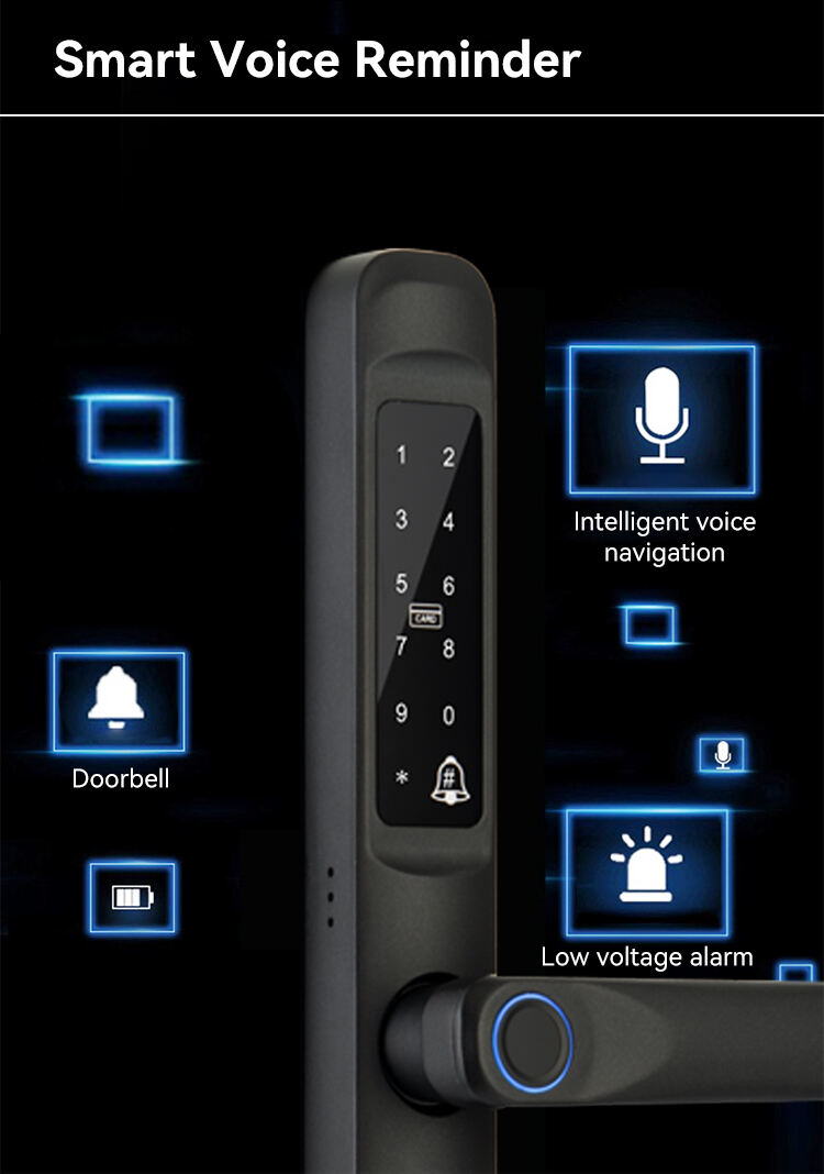 Double Sided Keyless Rfid Card Digital Password Smart Handle Lock Electric Fingerprint Slim Aluminium Smart Lock Tuya details