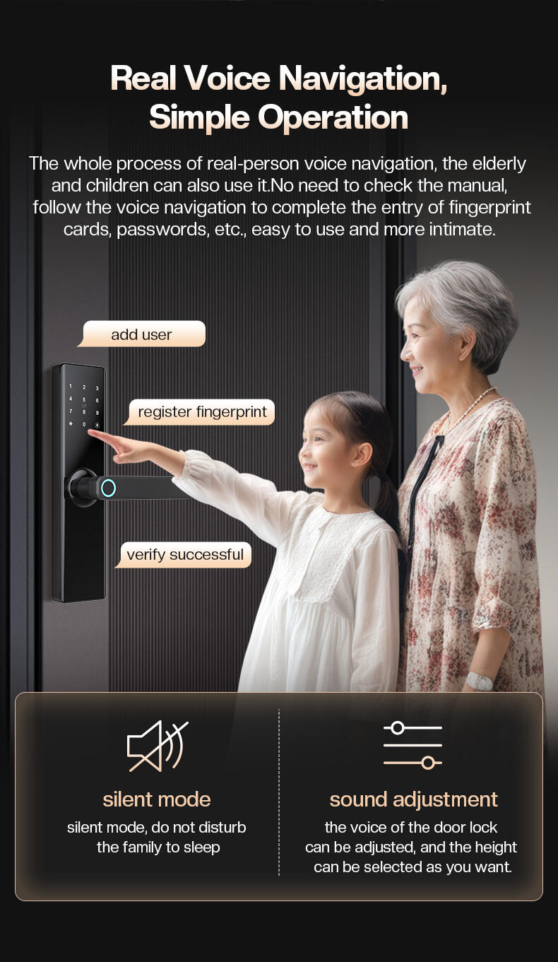 Smart Biometric RFID Card Lock Electronic Mortise System Steel Digital Electronic Lock Home Security Tuya Smart Lock factory