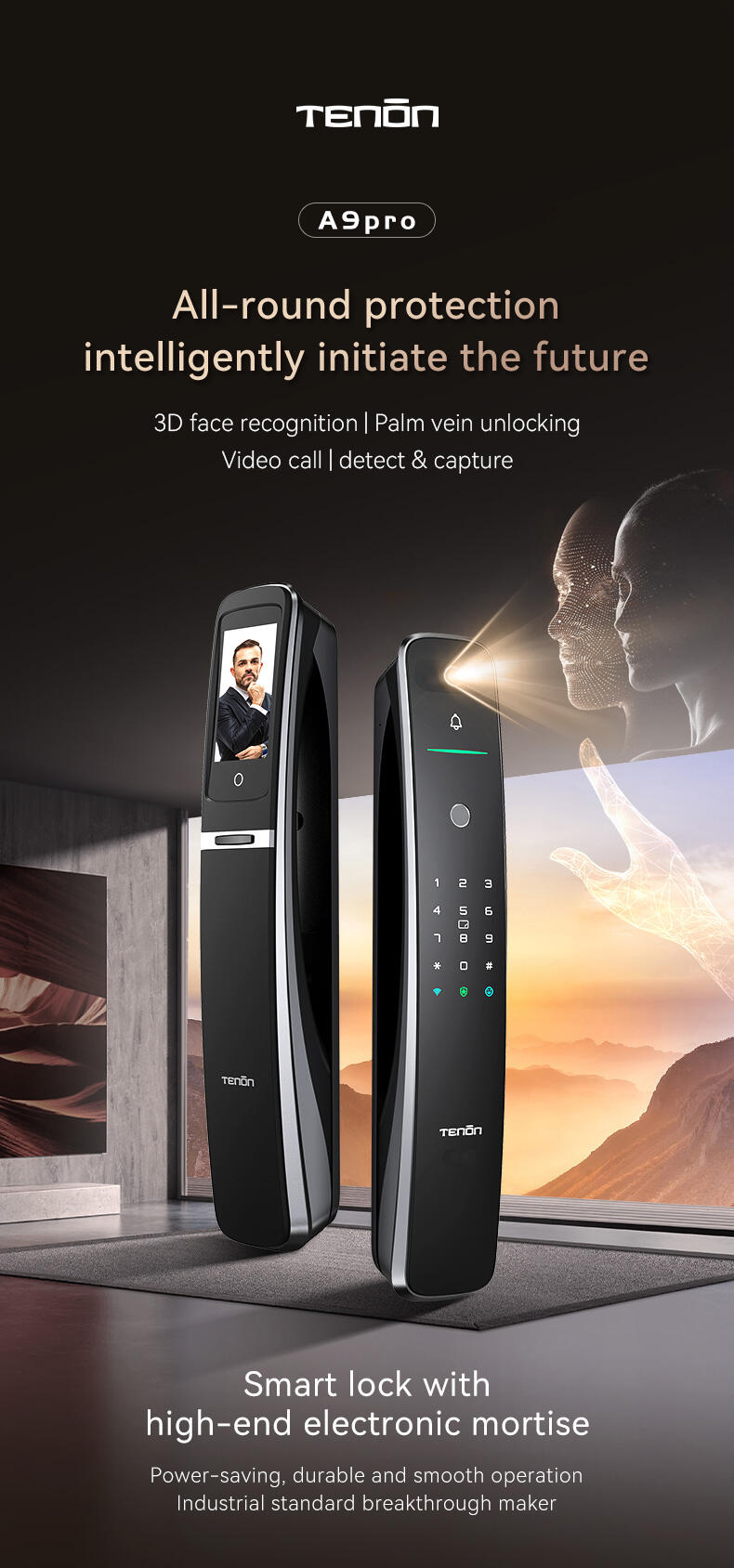3D Face Recognition Palm Vein Fingerprint Digital Intellig Smart Lock Tuya APP Remote Control Password Electronic Door Lock details