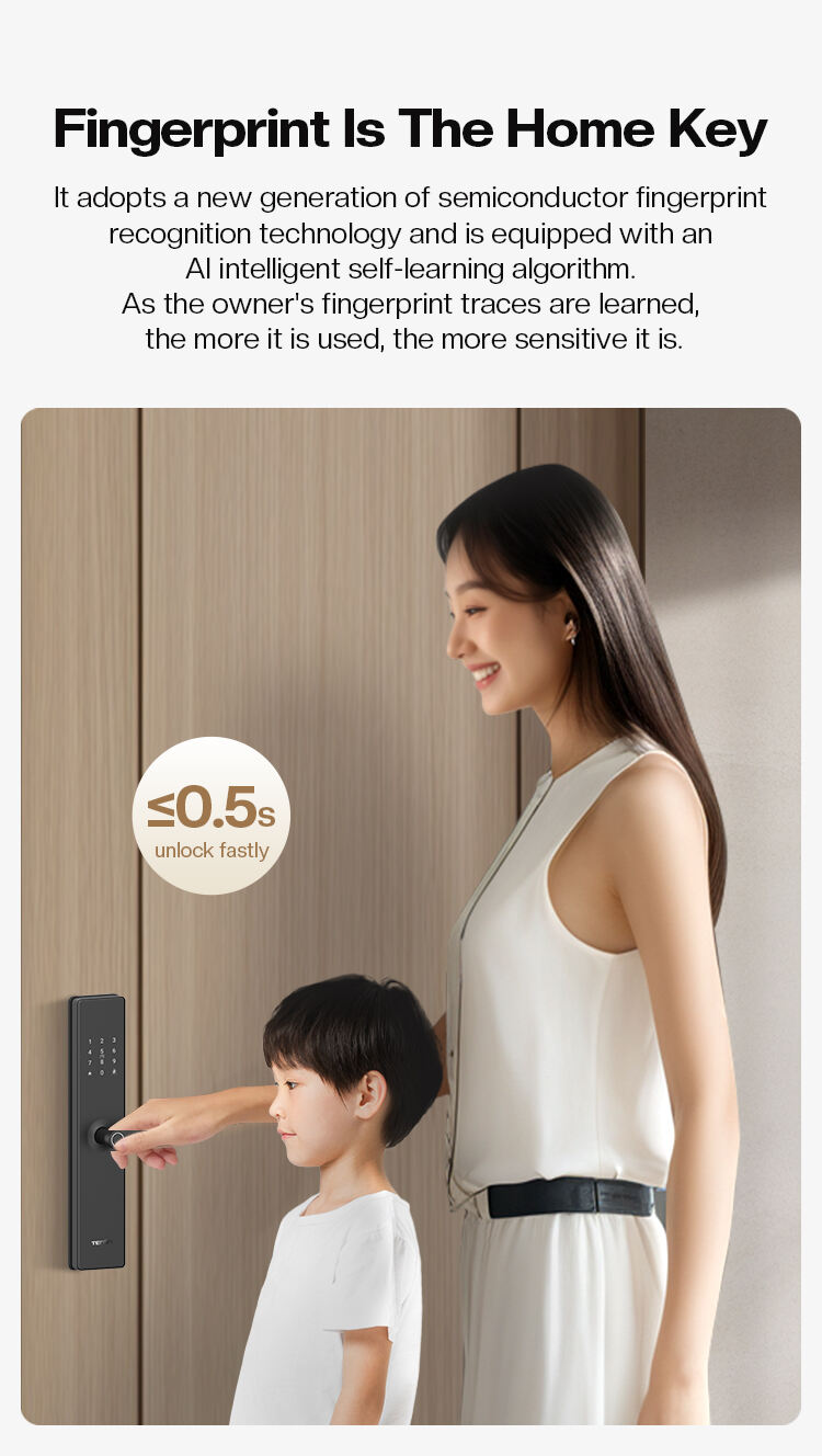 Tenon T10 Smart Security Door Lock Anti-Peep Password IC Card RF Fingerprint Features Compatible WiFi Bluetooth Aluminum manufacture